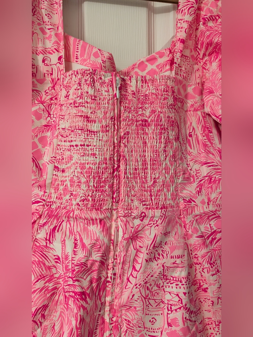 Lilly Pulitzer Merian Dress Pink Blossom Palm Beach Paradise Size 16 - Picture 4 of 14